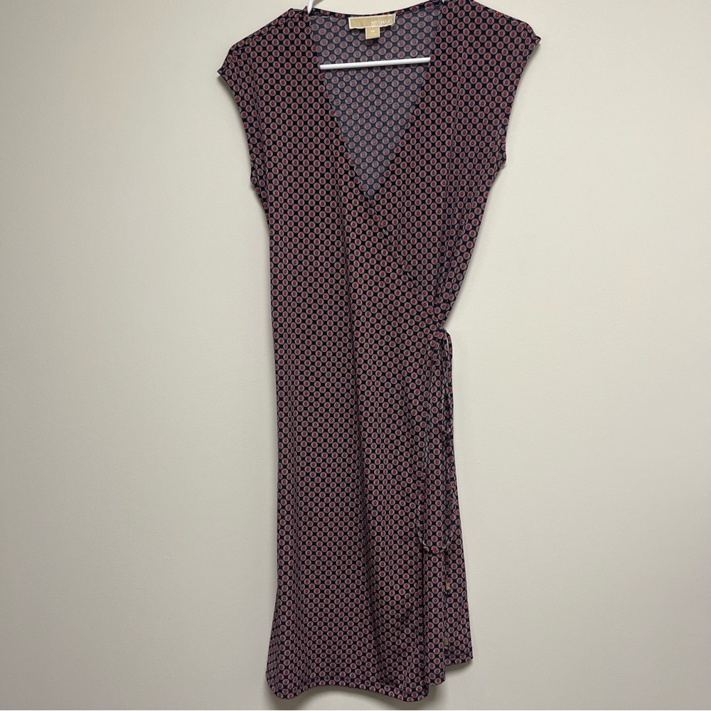 Michael Michael Kors blue‎ red white midi wrap dress size XS
